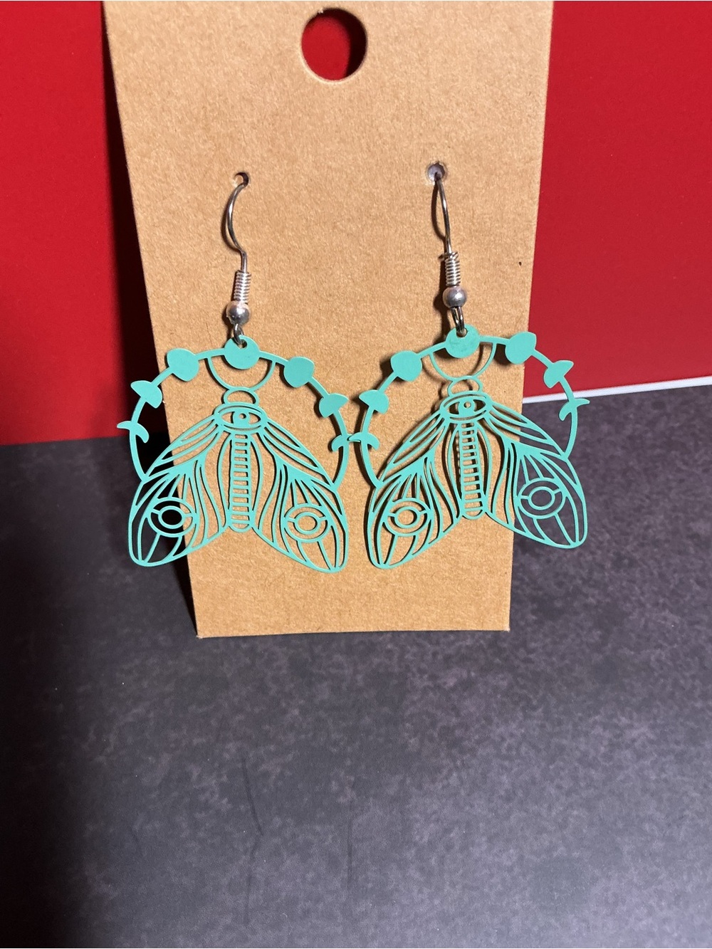 Sage Green Lunar Moth Earrings
